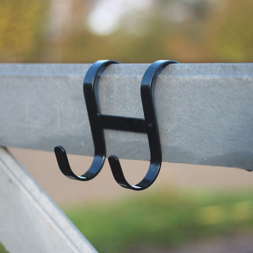 Bridle rack black 2 hooks