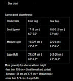 eQuick Sizs Chart