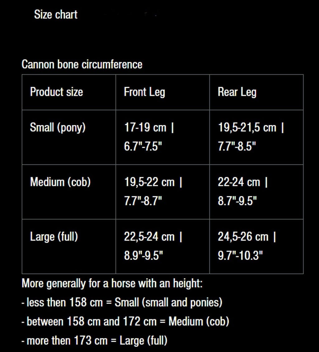 eQuick Sizs Chart